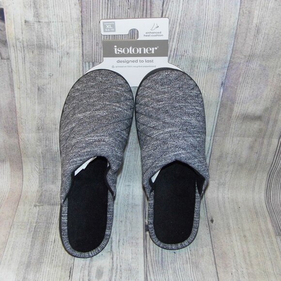 ISOTONER Andrea Sporty Clog Black/Gray Sandal Slipper Womens Size XL 9.5-10 - Picture 1 of 5